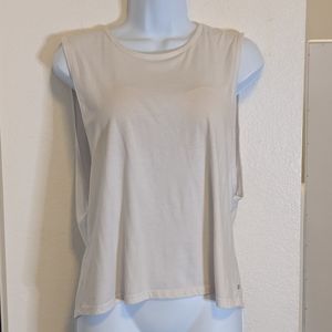White low-cut armhole, open-back tank